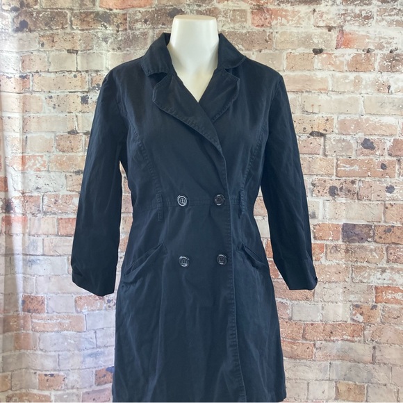 Miss LiLi Trench Coat Midi Black Sz Medium - Picture 2 of 14
